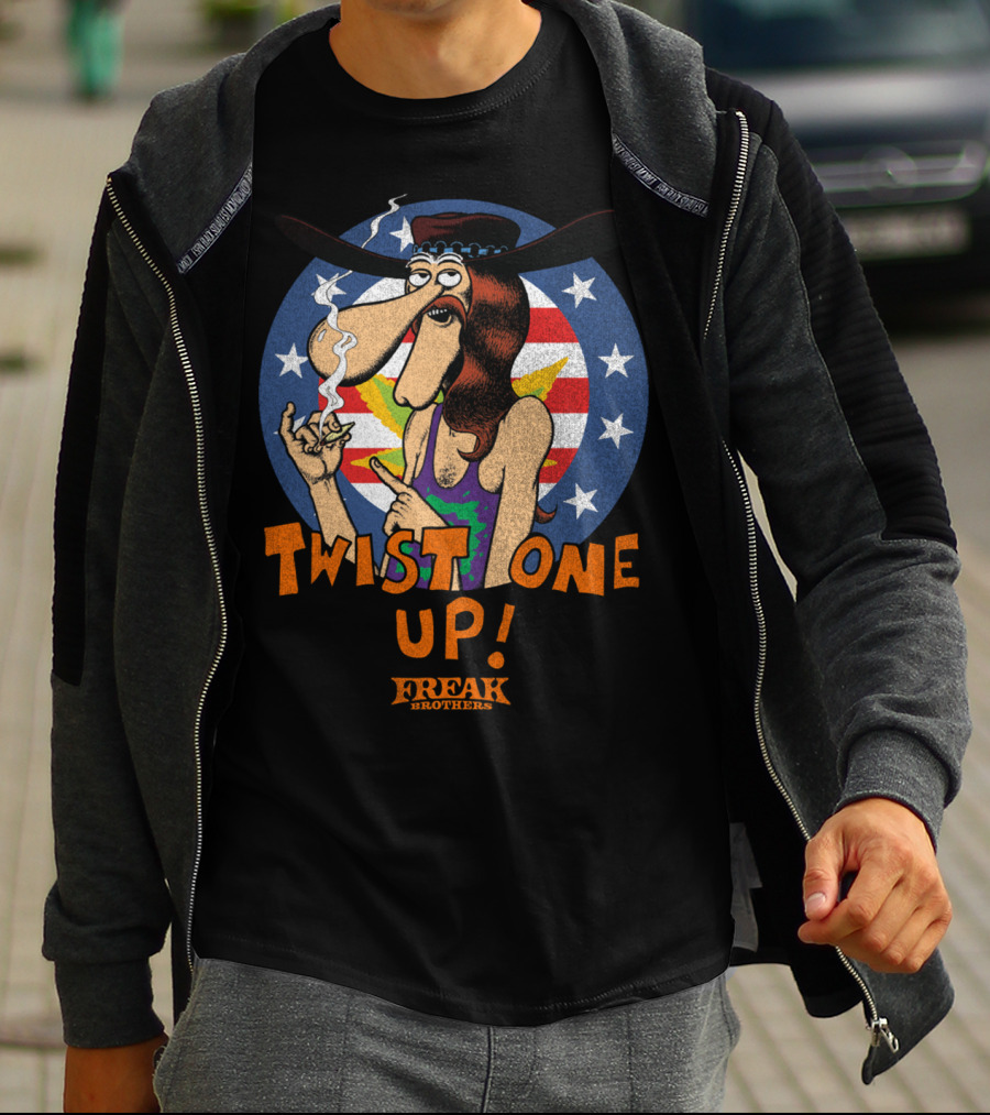Freak Brothers Twist One Up Star-Spangled Smoking Character T-Shirt
