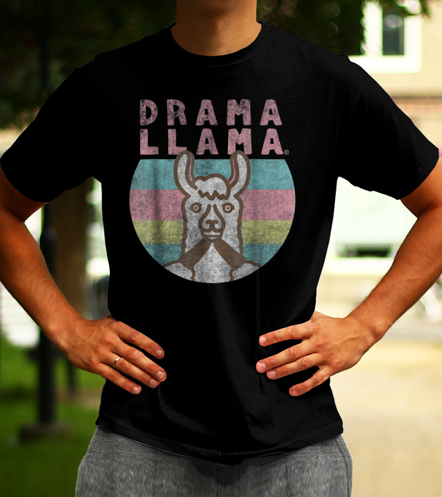 Drama Llama Classic Vintage Retro Striped Lama T-Shirt