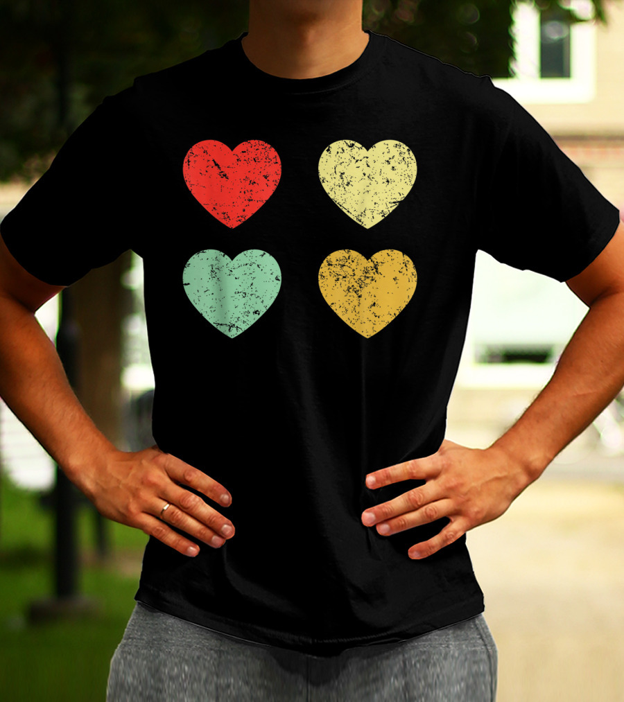 Retro Vintage Grunge Hearts Valentines Day T-Shirt
