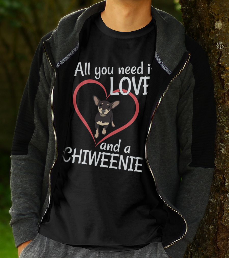 All You Need Is Love And A Chiweenie Heart Outline Dog T-Shirt