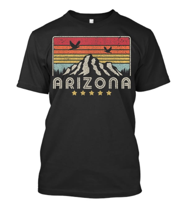 Arizona Mountain Sunset With Birds And Stars T-Shirt