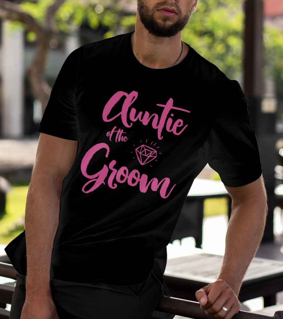 Auntie Of The Groom Pink Diamond Bridal Party T-Shirt