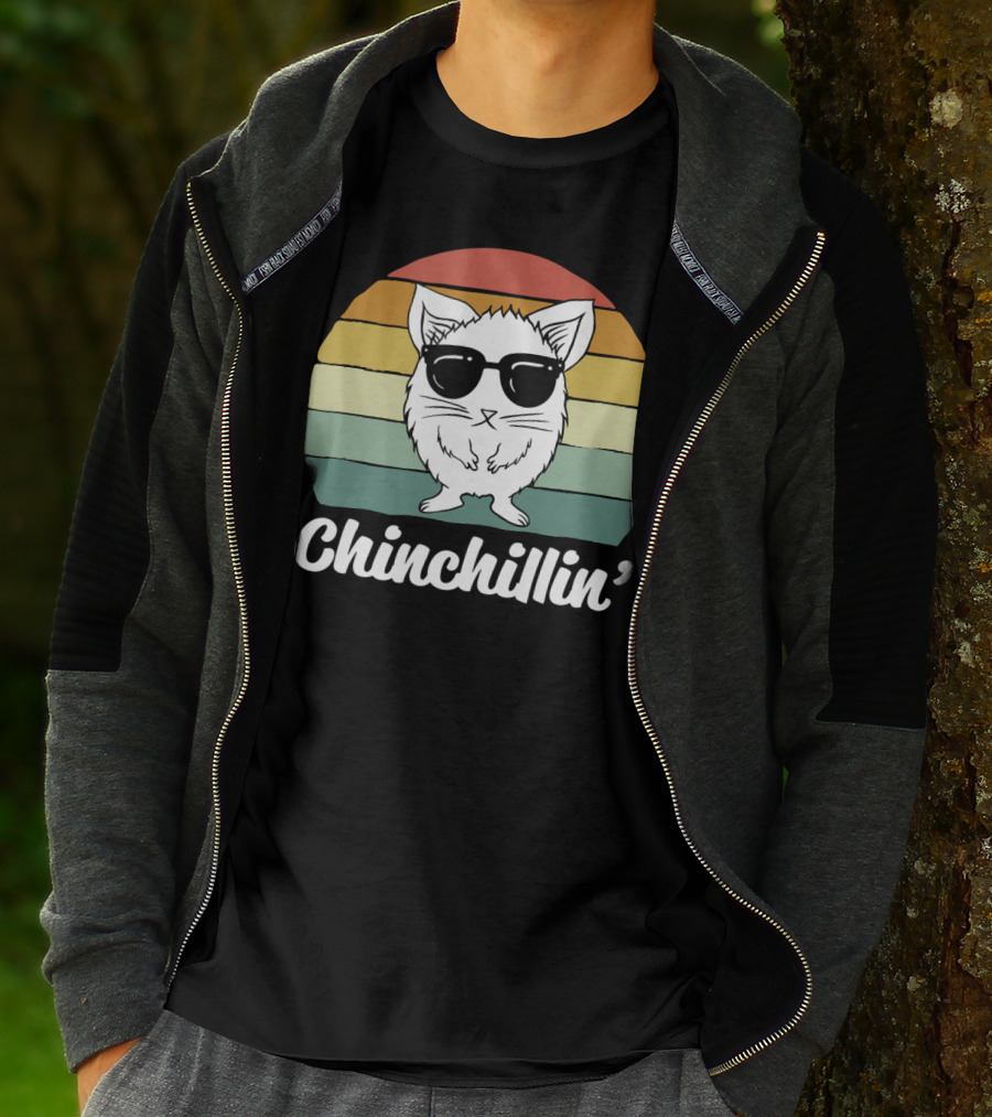 Chinchillin' Funny Chinchilla Owner Lover Retro Sunglasses T-Shirt