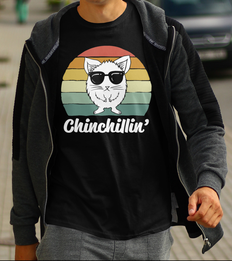 Chinchillin' Funny Chinchilla Owner Lover Retro Sunglasses T-Shirt