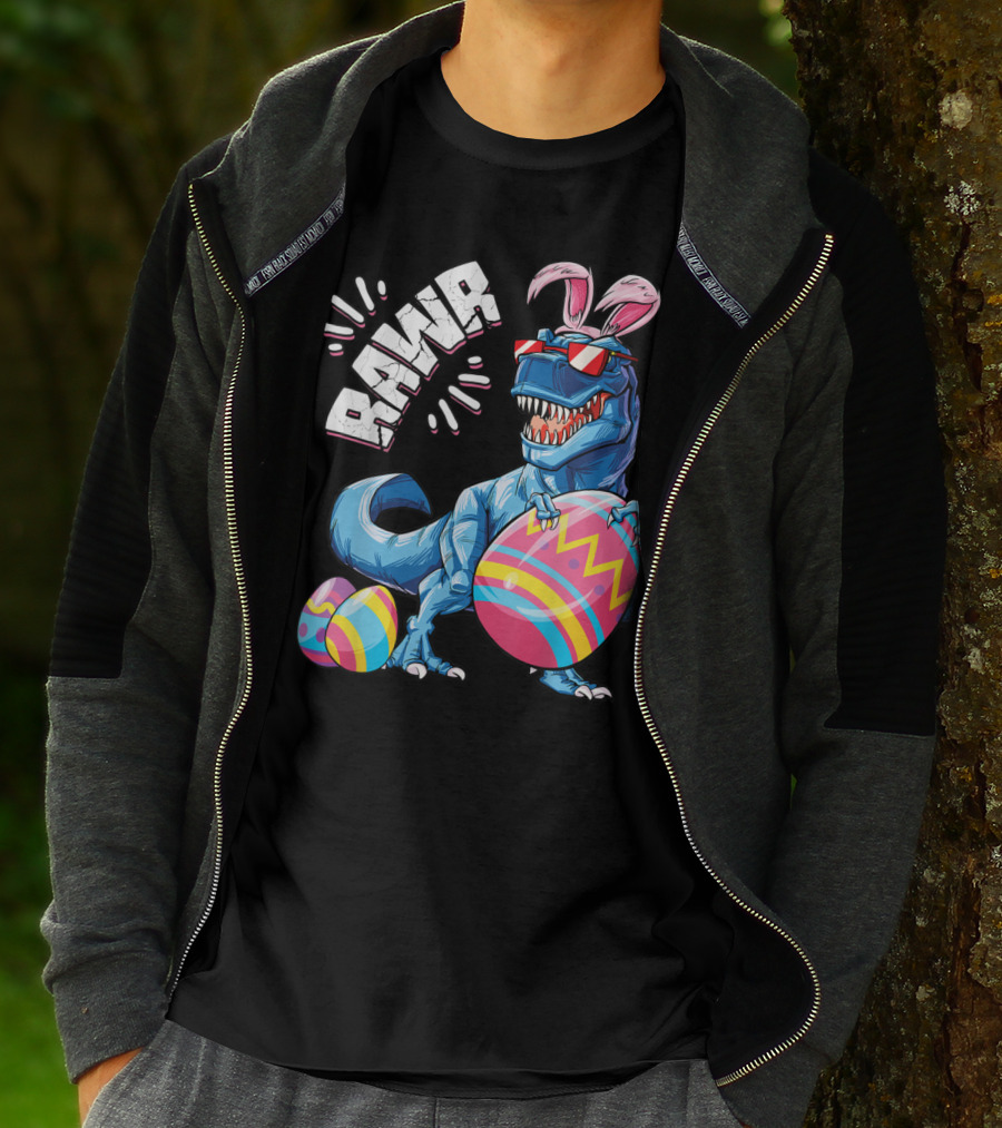 Easter Bunny Dinosaur Rex Rawr Eggs Girl T-Shirt
