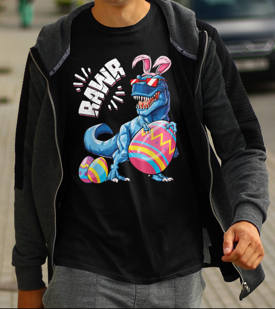 Easter Bunny Dinosaur Rex Rawr Eggs Girl T-Shirt