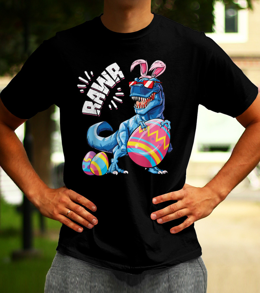 Easter Bunny Dinosaur Rex Rawr Eggs Girl T-Shirt