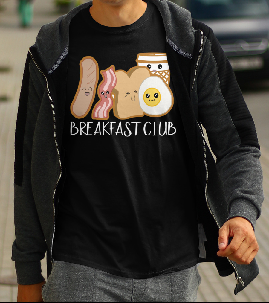Kawaii Breakfast Club Funny Foodie Adorable Cartoon Food Faces T-Shirt