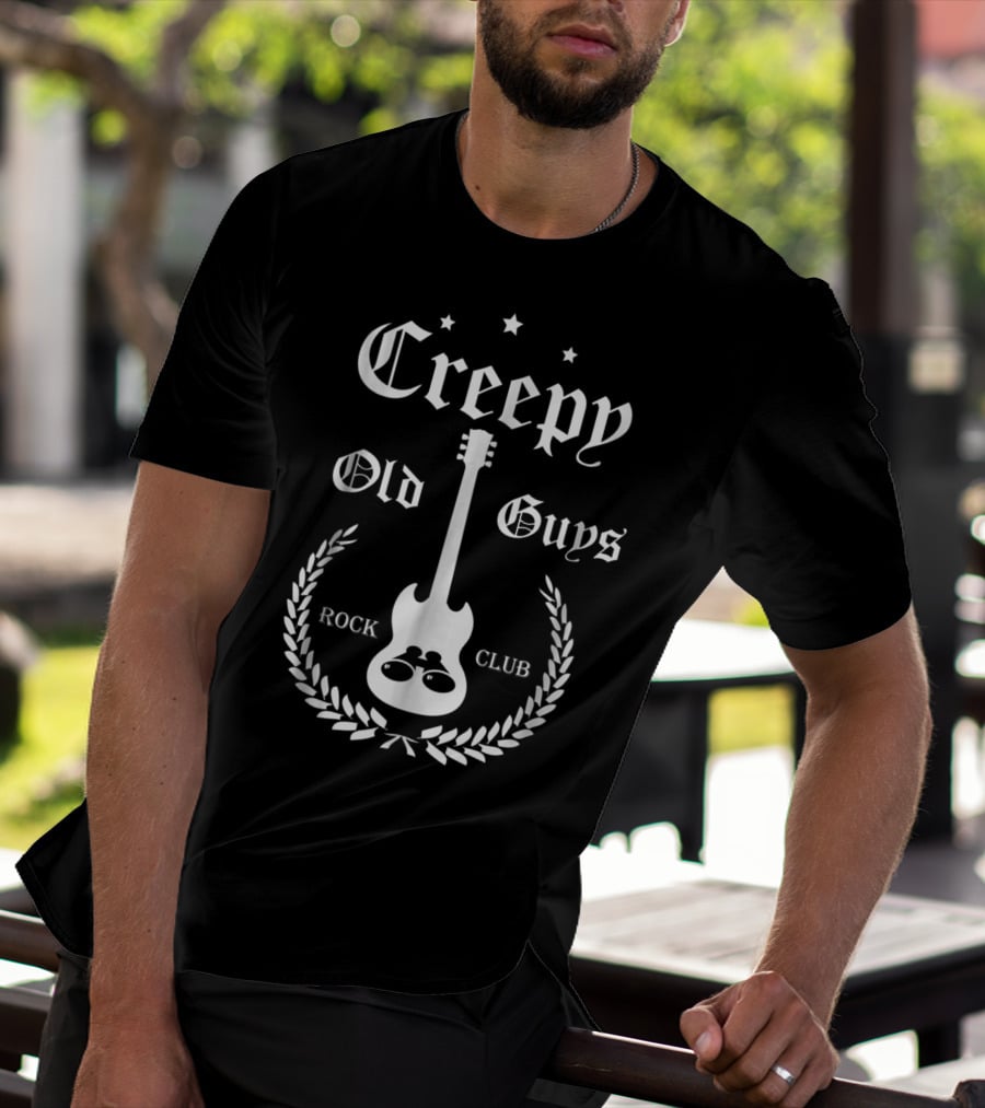 Creepy Old Guys Rock Club Guitar Stars Laurel T-Shirt