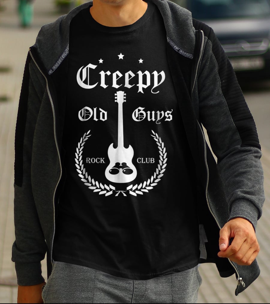 Creepy Old Guys Rock Club Guitar Stars Laurel T-Shirt