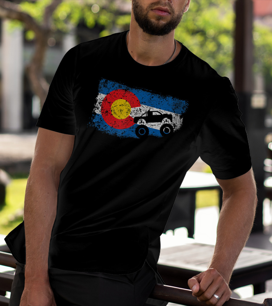 Monster Truck Colorado 4X4 Club Flag Iconic Off-Road Adventure T-Shirt