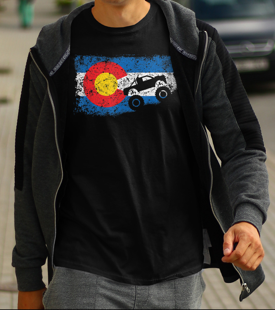 Monster Truck Colorado 4X4 Club Flag Iconic Off-Road Adventure T-Shirt