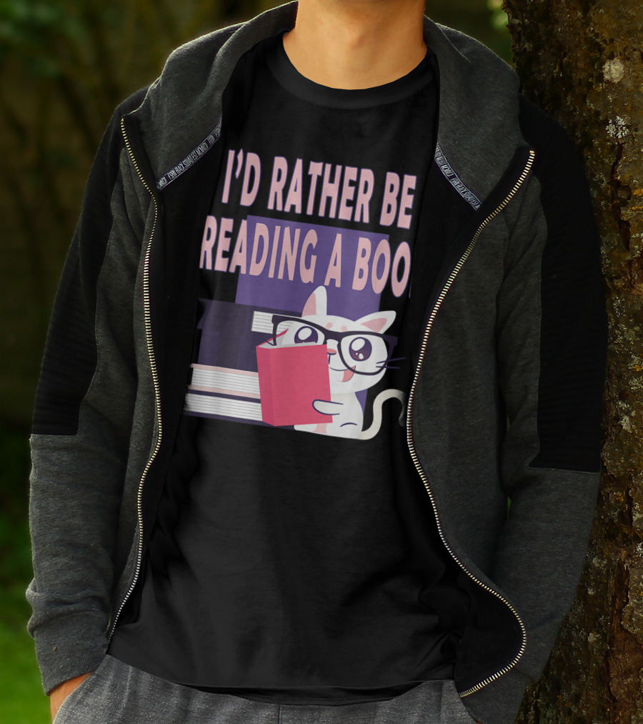 I'D Rather Be Reading A Book Cat Eyeglasses Book Club T-Shirt