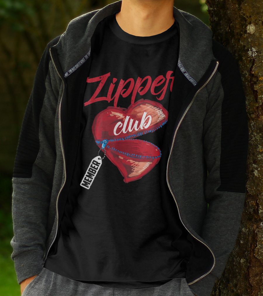 Zipper Club Member Heart With Zipper Congenital Heart Awareness T-Shirt