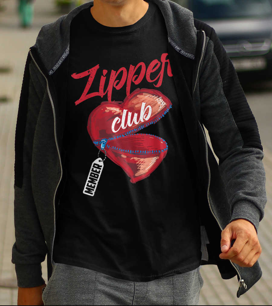 Zipper Club Member Heart With Zipper Congenital Heart Awareness T-Shirt