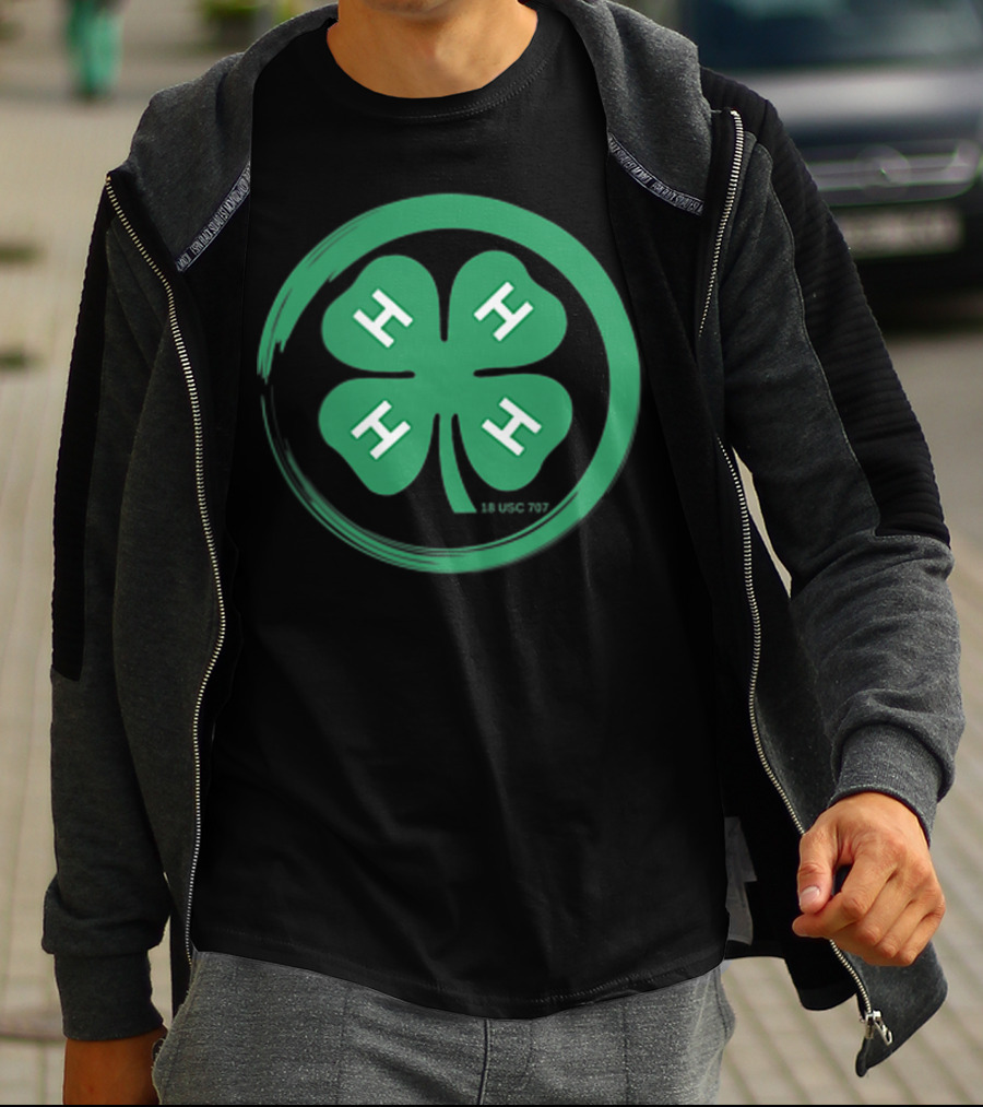 4 H Clover Emblem With 18 USC 707 Text T-Shirt