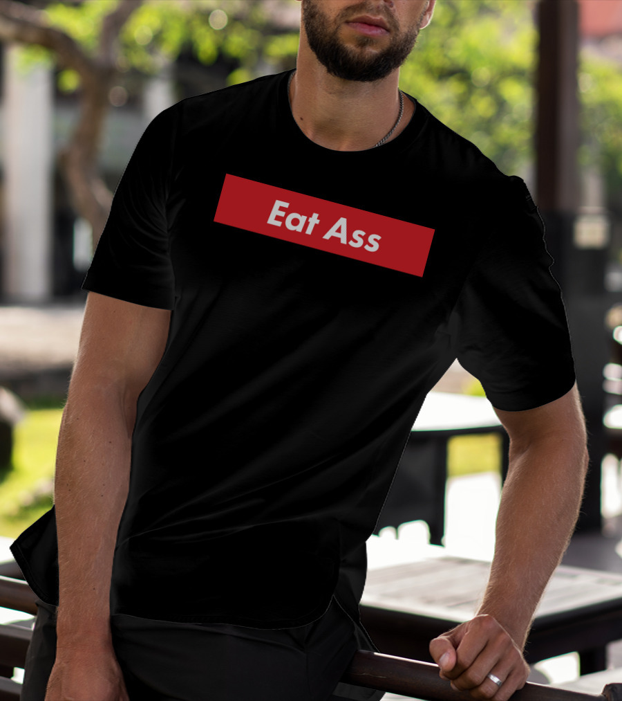 Eat Ass Red Box Logo Minimalist T-Shirt
