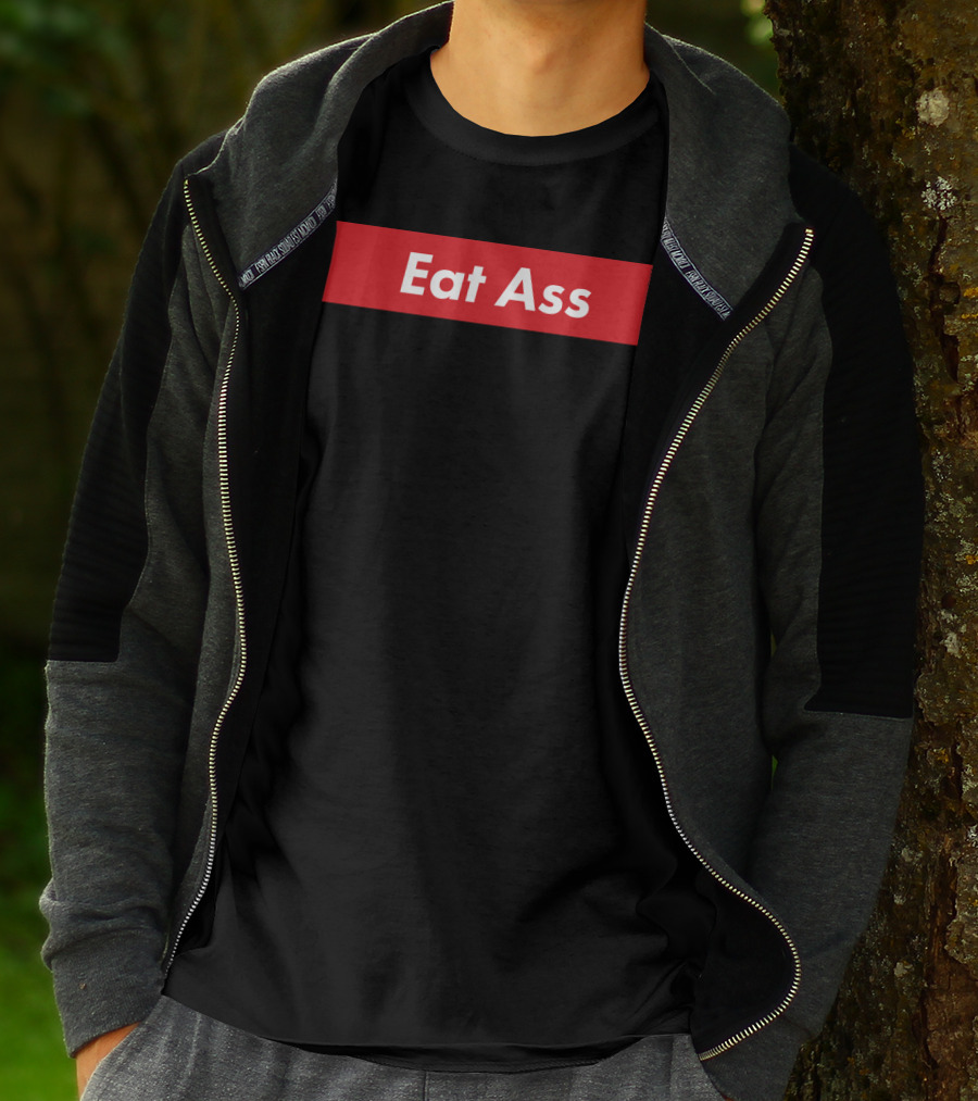 Eat Ass Red Box Logo Minimalist T-Shirt