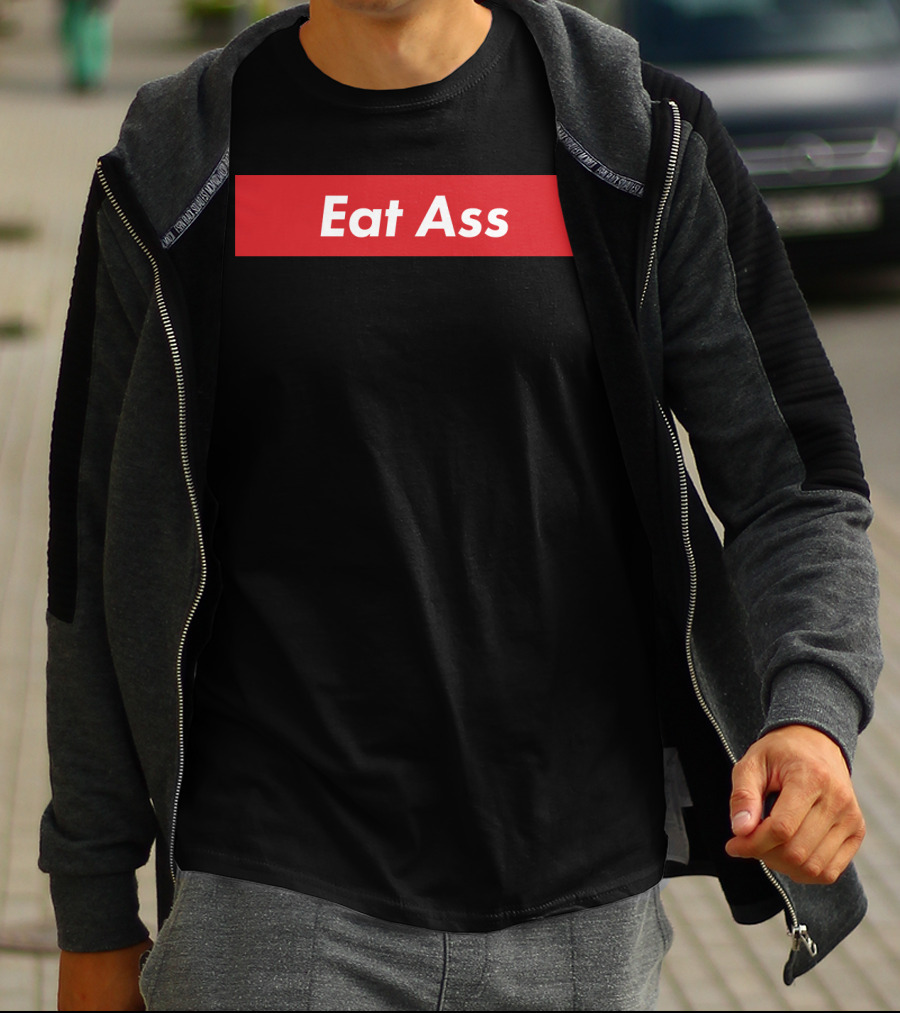 Eat Ass Red Box Logo Minimalist T-Shirt