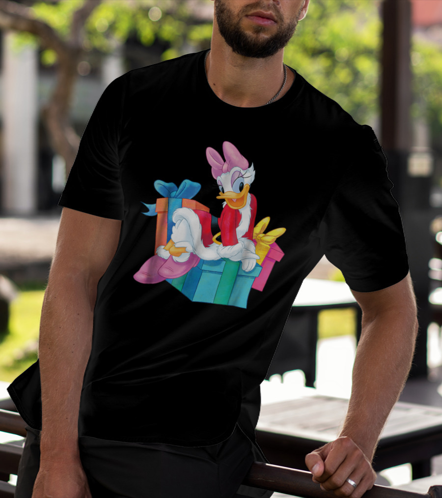 Disney Daisy Duck Santa Holiday With Colorful Gift Boxes T-Shirt