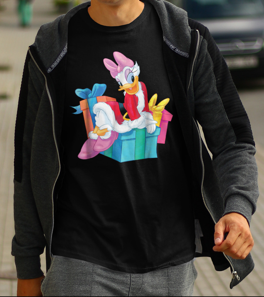 Disney Daisy Duck Santa Holiday With Colorful Gift Boxes T-Shirt