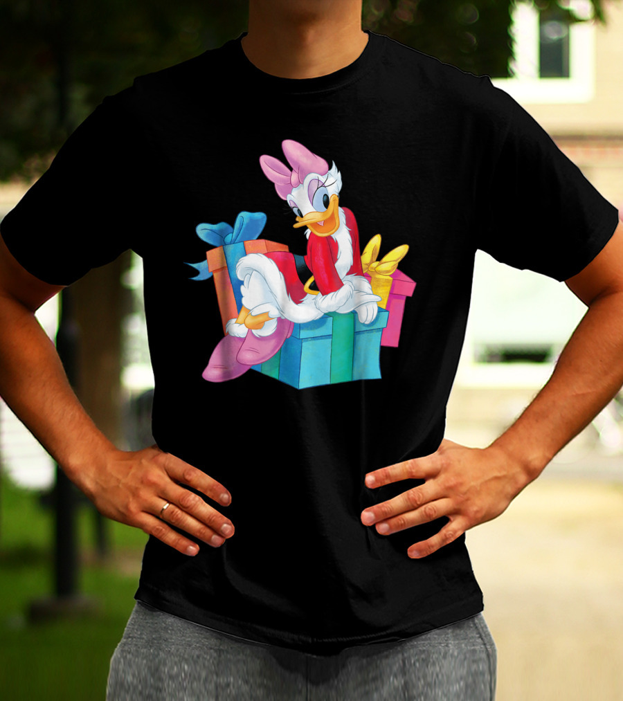 Disney Daisy Duck Santa Holiday With Colorful Gift Boxes T-Shirt