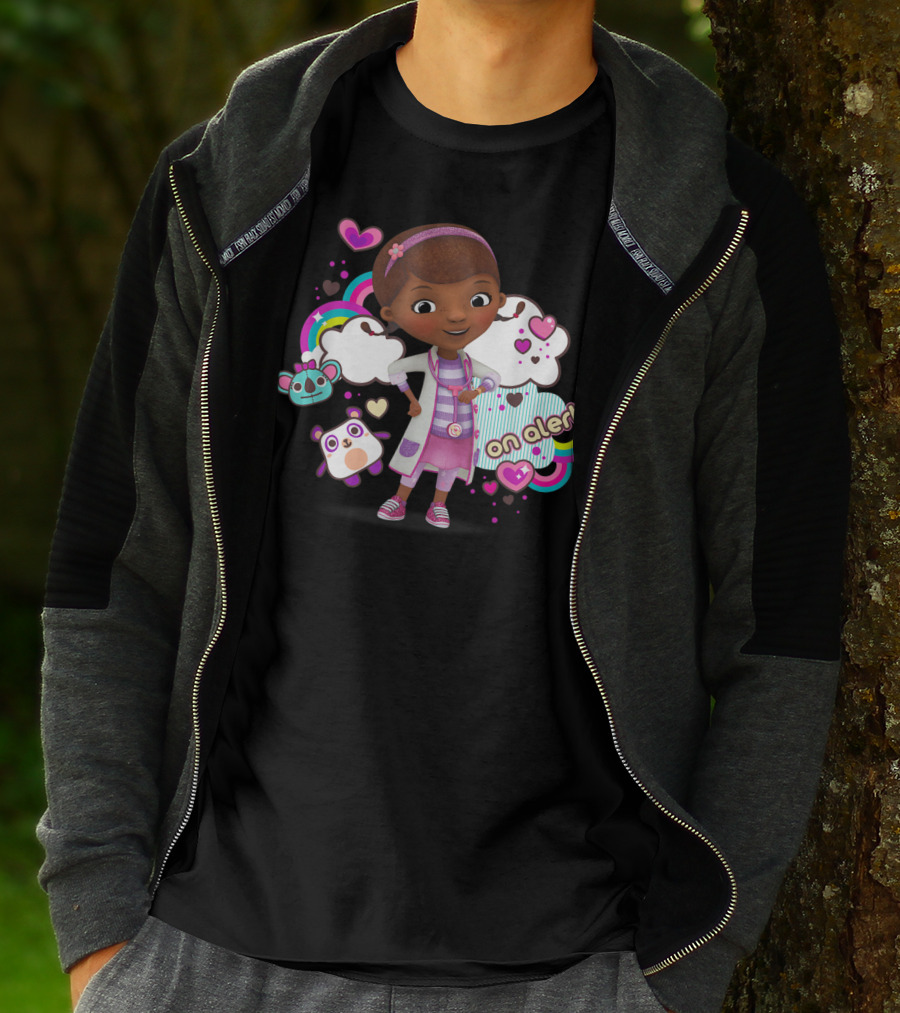 Disney Doc McStuffins Colorful Hearts And Clouds On Alert T-Shirt