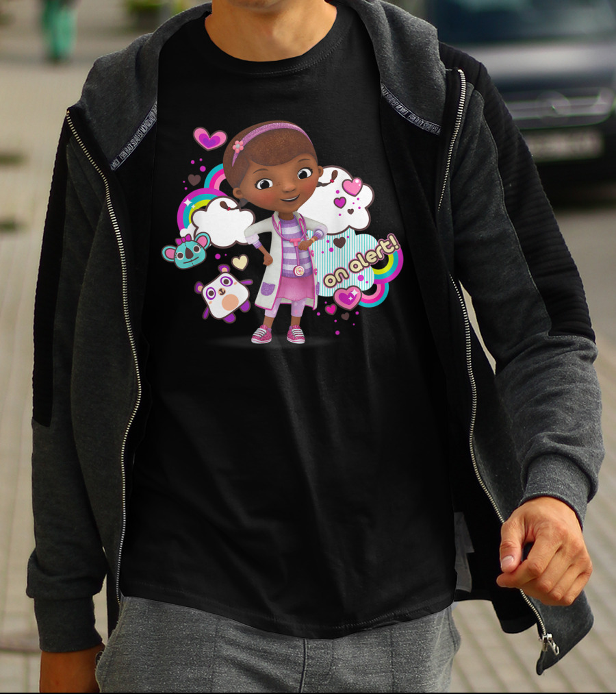Disney Doc McStuffins Colorful Hearts And Clouds On Alert T-Shirt
