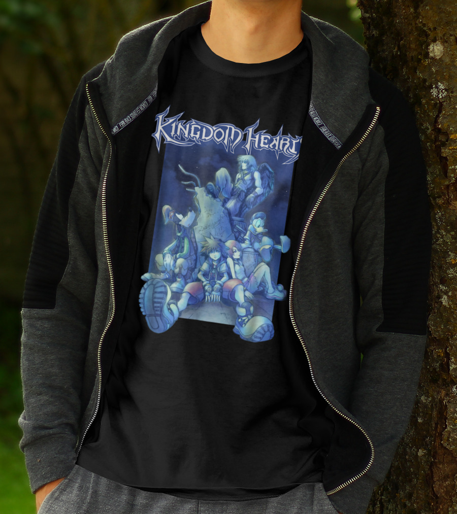 Kingdom Hearts Disney Blue Crew Art With Sora Donald Goofy And Riku T-Shirt
