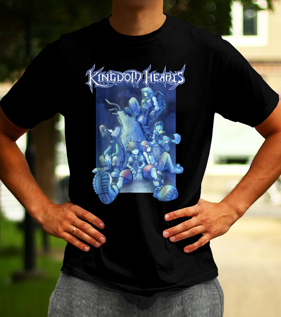 Kingdom Hearts Disney Blue Crew Art With Sora Donald Goofy And Riku T-Shirt