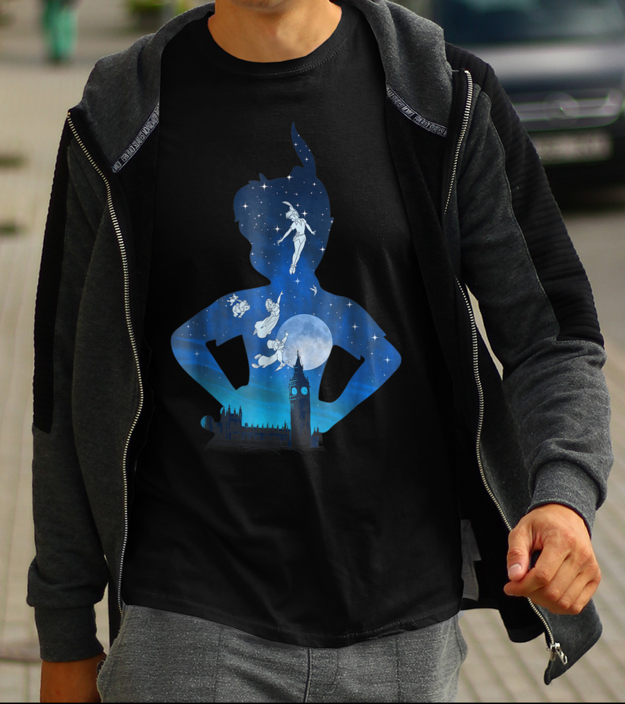 Disney Peter Pan London Night Sky Silhouette Flight T-Shirt