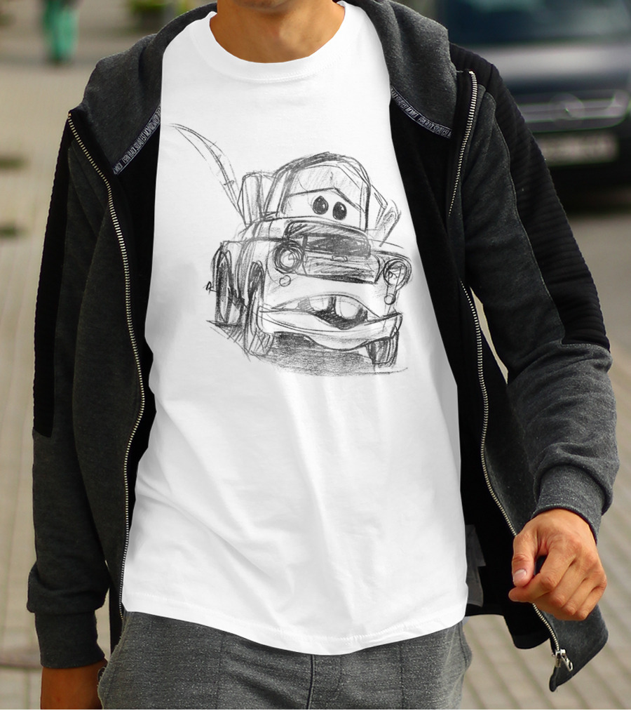 Disney Pixar Cars Mater Illustrated Line Drawing T-Shirt