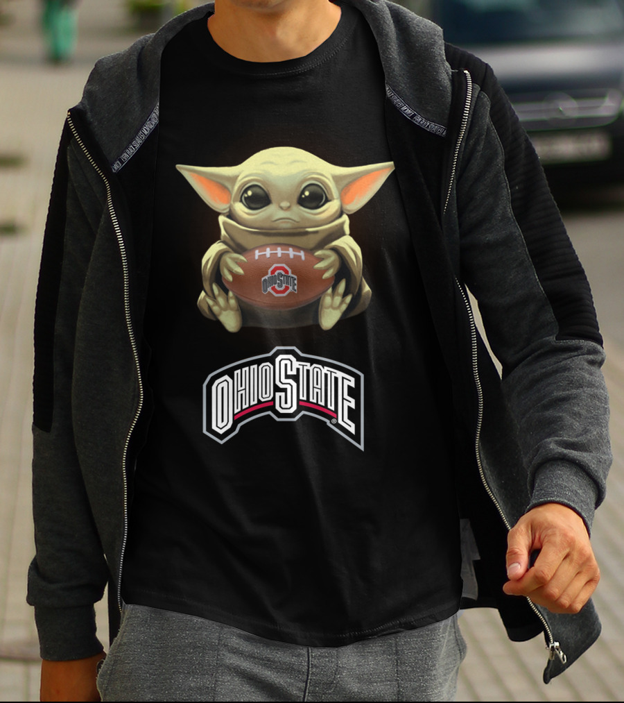 Yoda Holding Ohio State Football For Star Wars And Buckeyes Fans T-Shirt