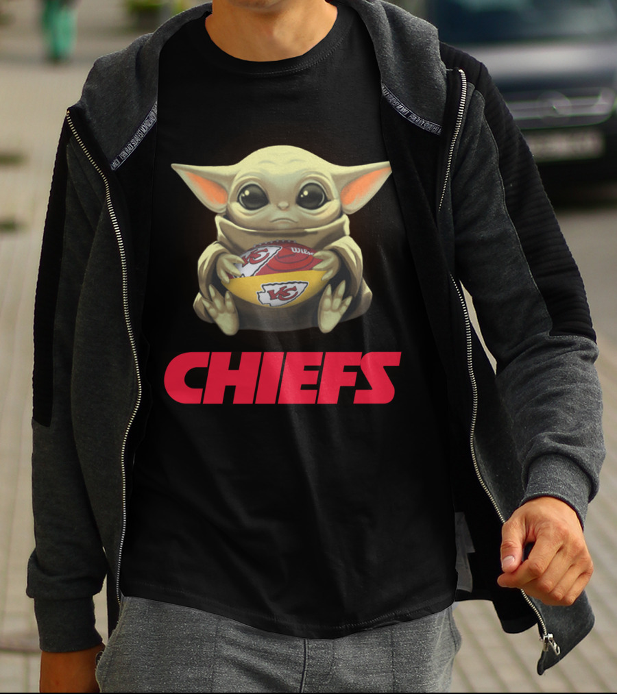Yoda With Kansas City Chiefs Football T-Shirt