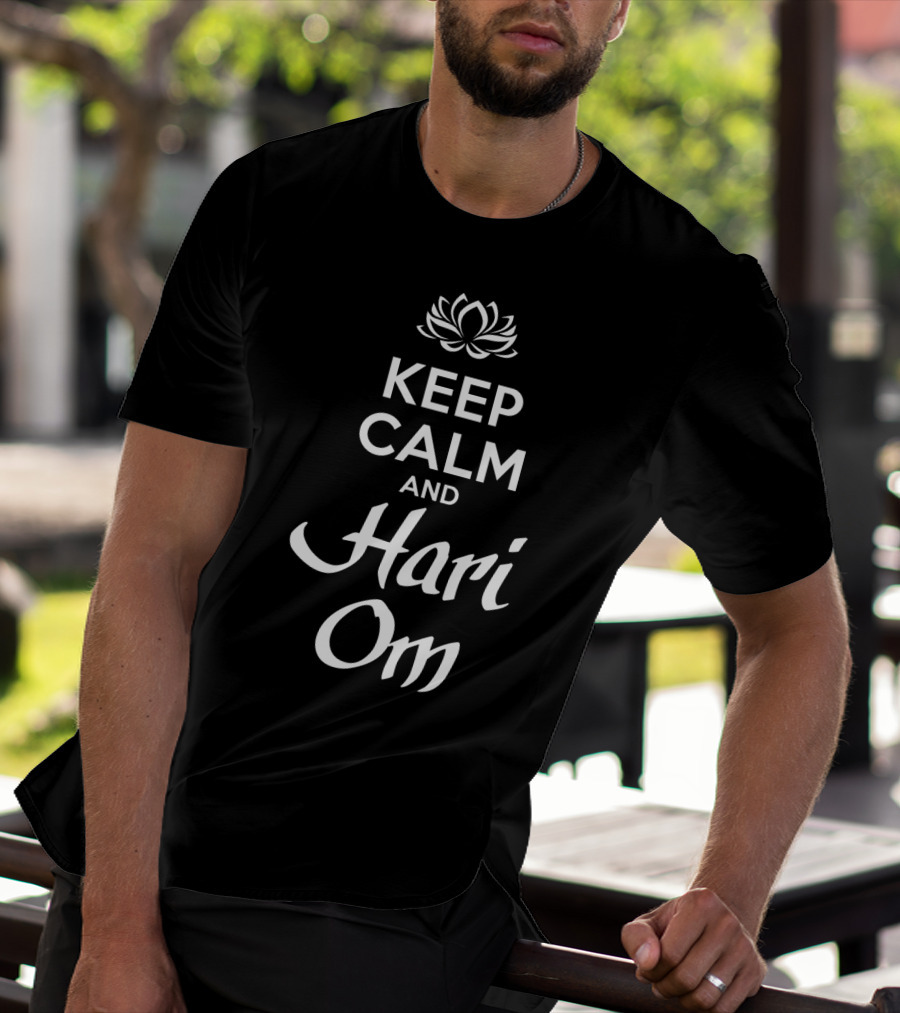 Keep Calm And Hari Om With Lotus T-Shirt