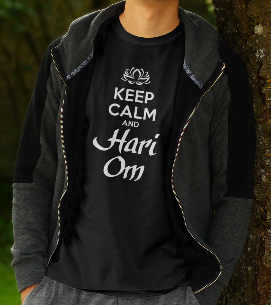 Keep Calm And Hari Om With Lotus T-Shirt