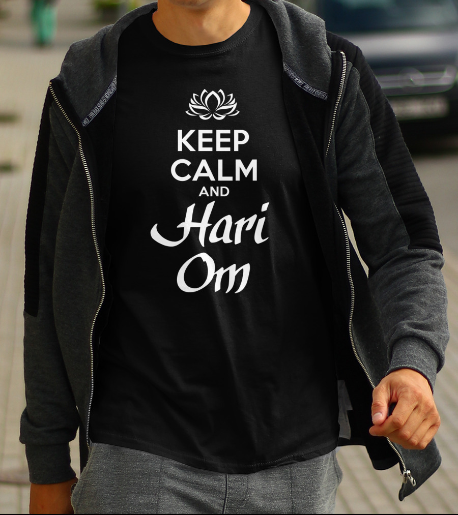Keep Calm And Hari Om With Lotus T-Shirt