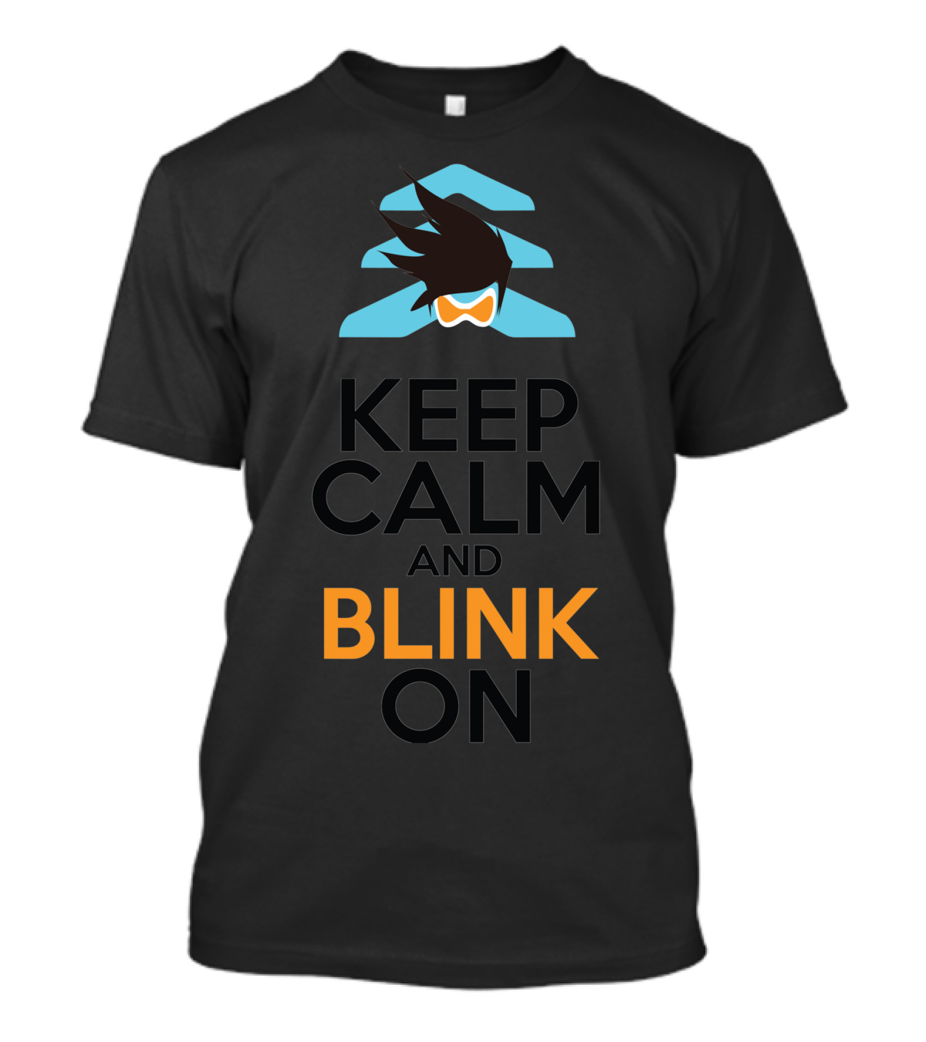 Keep Calm And Blink On Overwatch Tracer Iconic Hair And Goggles T-Shirt