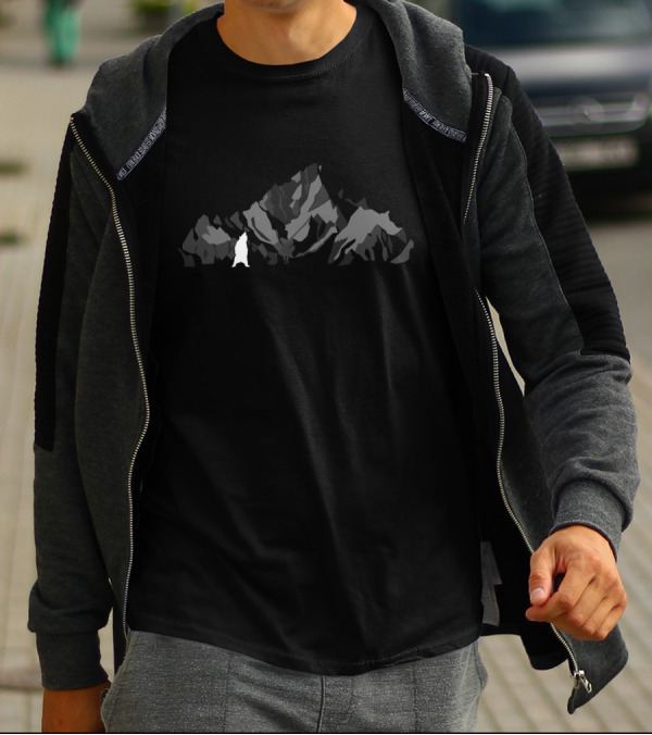 Mouintains Bear Silhouette With Dark Mountain Reflection T-Shirt