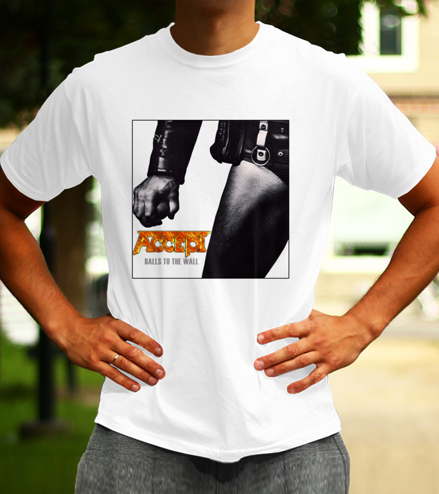 Accept Balls To The Wall Album Cover Leather Jacket And Studded Belt T-Shirt