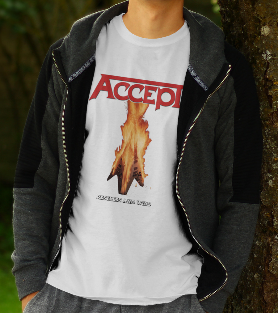 Accept Restless And Wild Flaming Guitar T-Shirt