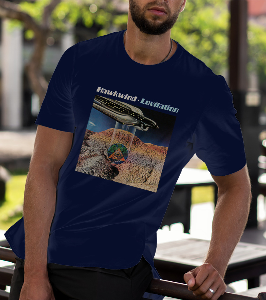 Hawkwind Levitation Spaceship Over Mountain Landscape T-Shirt