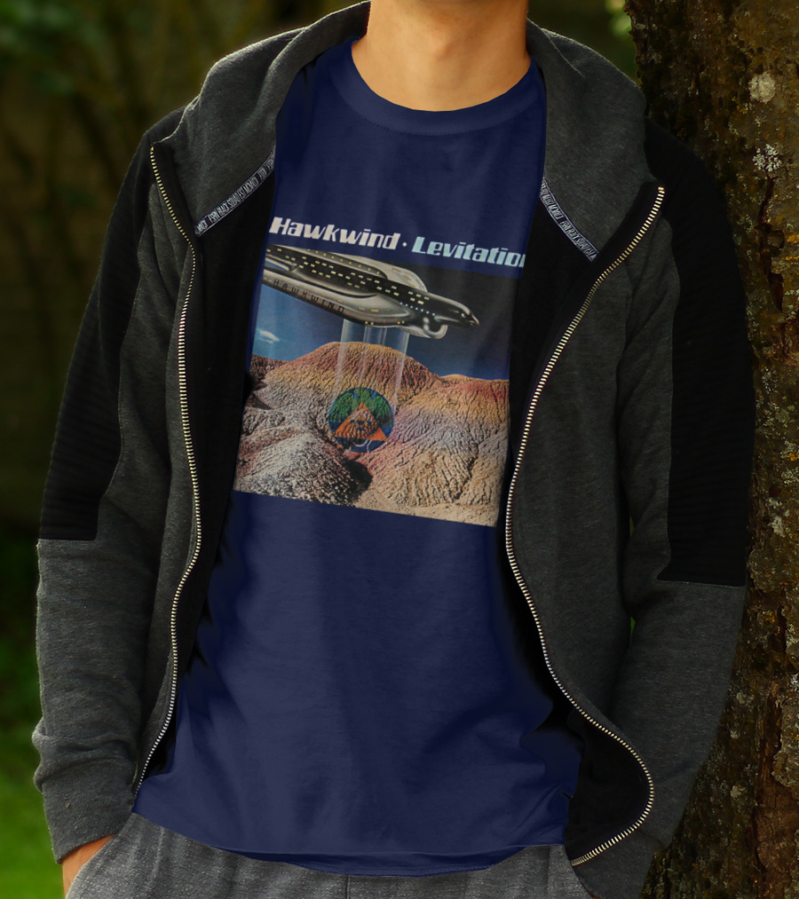 Hawkwind Levitation Spaceship Over Mountain Landscape T-Shirt