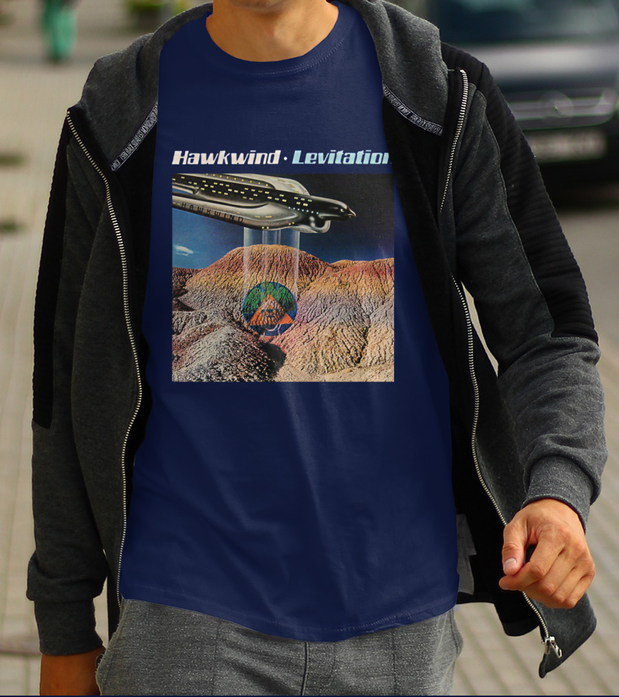 Hawkwind Levitation Spaceship Over Mountain Landscape T-Shirt