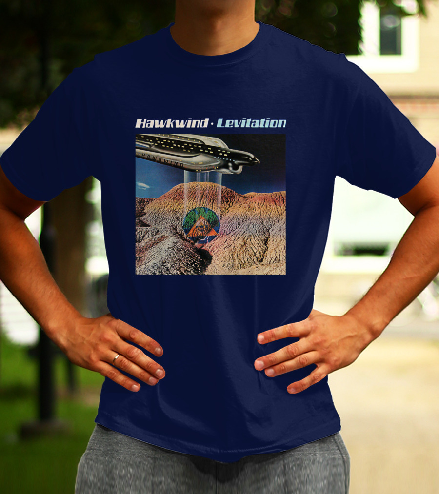 Hawkwind Levitation Spaceship Over Mountain Landscape T-Shirt