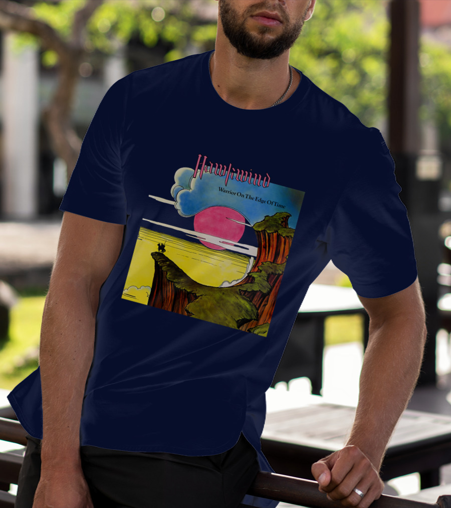 Hawkwind Warrior On The Edge Of Time Cliff Sunset Scene T-Shirt