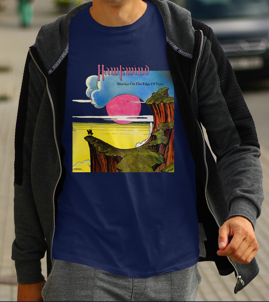 Hawkwind Warrior On The Edge Of Time Cliff Sunset Scene T-Shirt