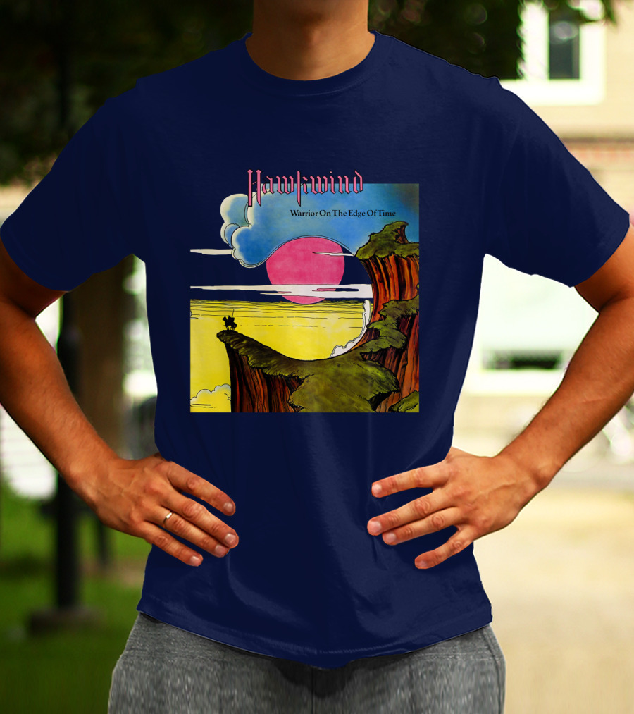 Hawkwind Warrior On The Edge Of Time Cliff Sunset Scene T-Shirt