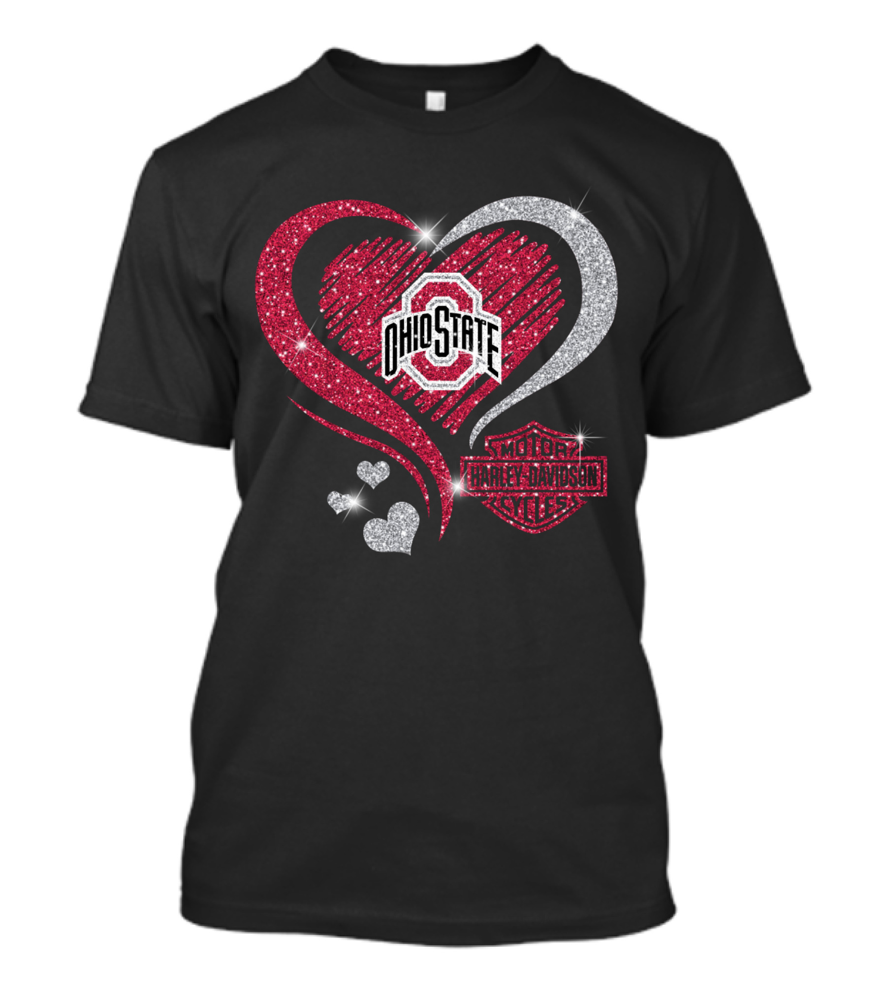 Ohio State Buckeyes Harley Davidson Heart T-Shirt