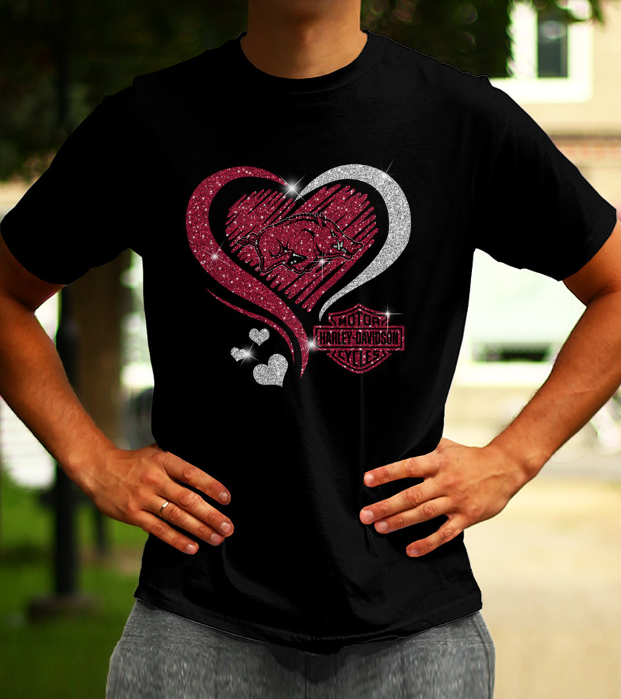 Harley Davidson Ncaa Arkansas Razorbacks Heart T-Shirt